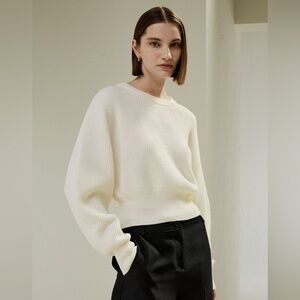 LILYSILK Ribbed Drip-Sleeve Sweater